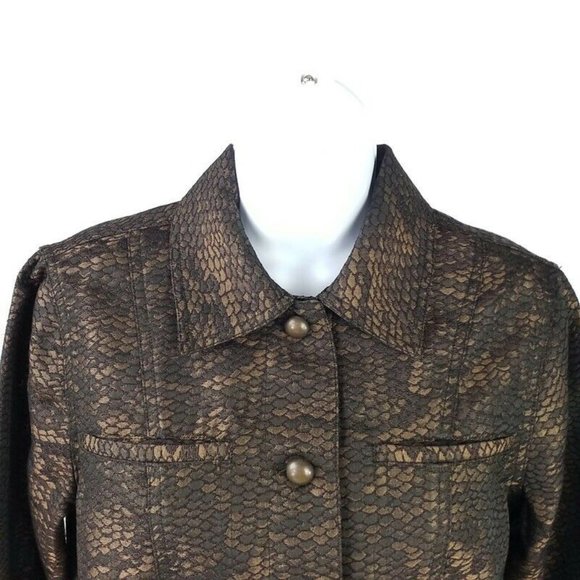Vintage Acorn Multicolor Snake Print Long Sleeve Cropped Jacket Womens Medium - Picture 2 of 11
